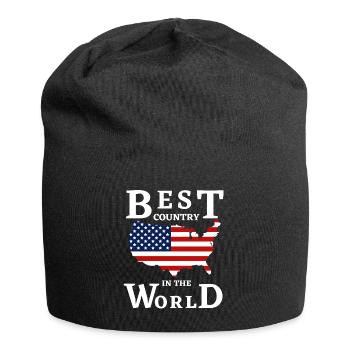 Meilleur pays du monde Drapeau américain patriotique - Bonnet en jersey - noir - Devant
