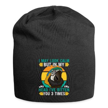 Ara Parrot I may look Calm but in my Head Macaw - Jersey Beanie - black - Front