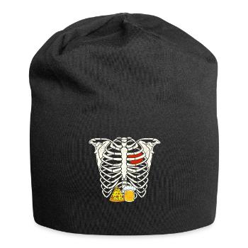 Papa Skelett Halloween Bier Pizza Lustig Schwanger - Jersey-Beanie - Schwarz - Vorne