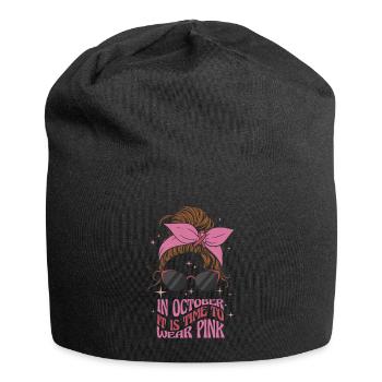 October Time To Wear Pink Breast Cancer - Jersey Beanie - black - Front
