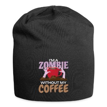 Zombie without Coffee Halloween Monster - Jersey Beanie - black - Front