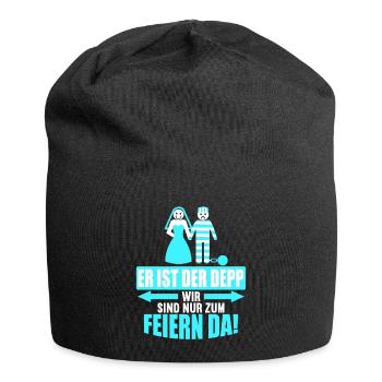 Junggesellenabschied Poltern Polterabend JGA - Jersey-Beanie - Schwarz - Vorne