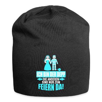 Junggesellenabschied Poltern Polterabend JGA - Jersey-Beanie - Schwarz - Vorne