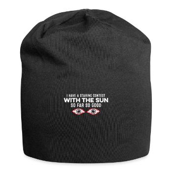 Ich habe einen Staring-Wettbewerb mit dem Humor der Sun Gang - Jersey-Beanie - Schwarz - Vorne