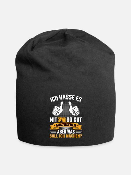76 Geburtstag 76 Jahre 76 Lebensjahr 76 Lebenalter - Jersey-Beanie - Schwarz