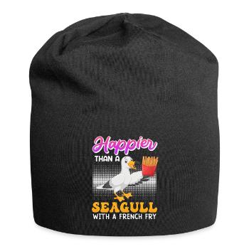 Happier than a Seagull with a French Fry Seagulls - Jersey Beanie - black - Front