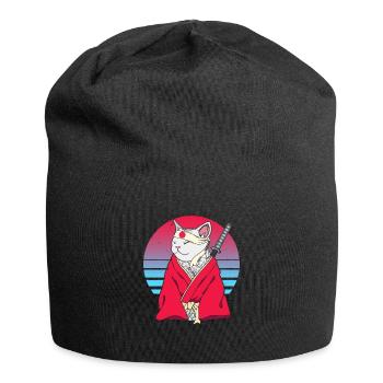 Samurai Japan Vaporwave Ninja Anime Katze - Jersey-Beanie - Schwarz - Vorne