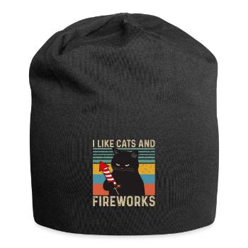 I like Cats and Fireworks - Jersey-Beanie - Schwarz - Vorne
