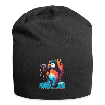 Pen..guin Pinguin mit Pistole - Jersey-Beanie - Schwarz - Vorne