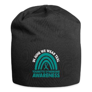 En juin, nous portons le syndrome de Tourette sarcelle - Bonnet en jersey - noir - Devant