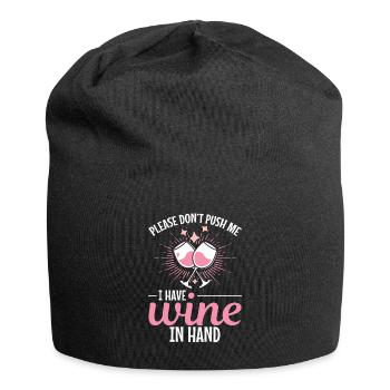 Please don't push, I have wine in my hand - Jersey Beanie - black - Front