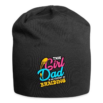 This Girl Dad Is An Expert In Braiding - Jersey Beanie - black - Front