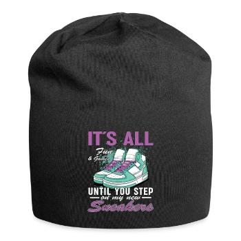 Lustiger Sneaker -Sammler - Turnschuhe - Jersey-Beanie - Schwarz - Vorne