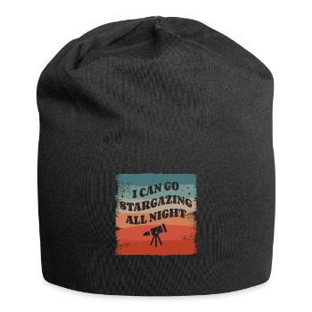 Ich kann die ganze Nacht Sterne beobachten Astronomie Stern - Jersey-Beanie - Schwarz - Vorne