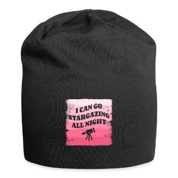 Ich kann die ganze Nacht Sterne beobachten Astronomie Stern - Jersey-Beanie - Schwarz - Vorne