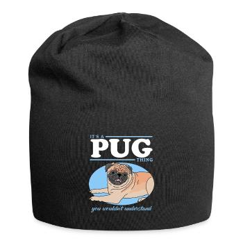 Pug Dog Dog Owner Dog Owner Gift - Jersey Beanie - black - Front