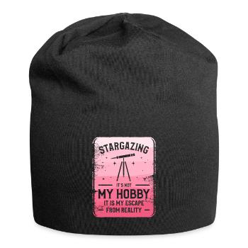 Sternenbeobachtung ist nicht mein Hobby, es ist meine Flucht vor - Jersey-Beanie - Schwarz - Vorne