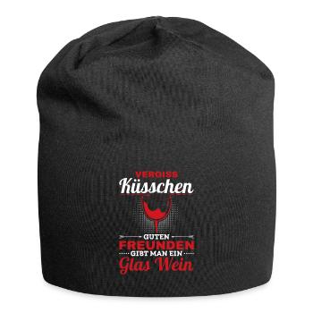 Vergiss Küsschen, guten Freunden gibt man Wein - Jersey-Beanie - Schwarz - Vorne