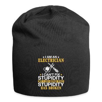 Electrician I can't fix stupidity - Jersey Beanie - black - Front