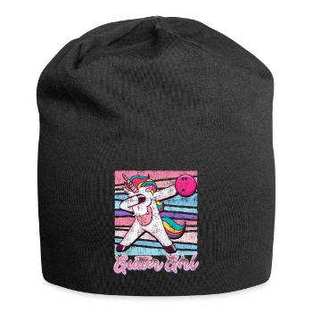 Bowling Women Gutter Girl Unicorn Fan Bowler - Jersey Beanie - black - Front