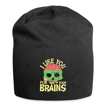 Ich mag dich für deine Gehirne lustig Halloween - Jersey-Beanie - Schwarz - Vorne