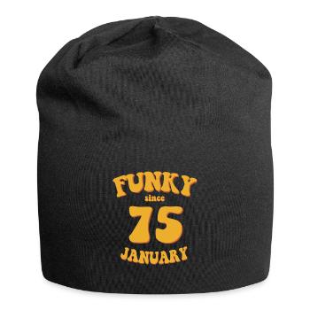 Funky Birthday: January 1975 - Flower Power - Jersey Beanie - black - Front