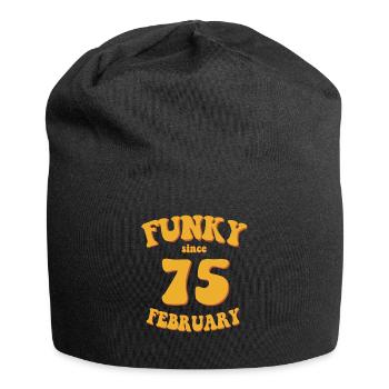 Funky Birthday: February 1975 - Flower Power - Jersey Beanie - black - Front