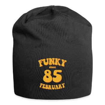 Funky Birthday: February 1985 - Flower Power - Jersey Beanie - black - Front