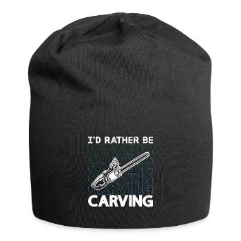 Wood Carving I'd Rather Be Carving Woodworking - Jersey Beanie - black - Front