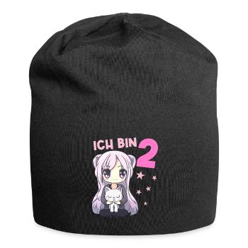 2 Jahre Mädchen Anime Kawaii Katze 2. Geburtstag - Jersey-Beanie - Schwarz - Vorne