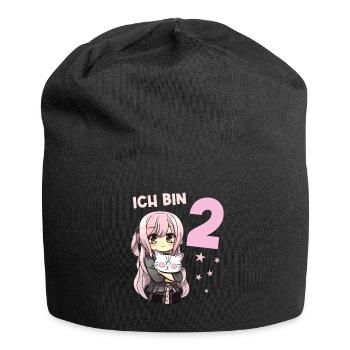 2 Jahre Mädchen Anime Kawaii Katze 2. Geburtstag - Jersey-Beanie - Schwarz - Vorne