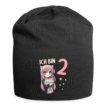 2 Jahre Mädchen Anime Kawaii Katze 2. Geburtstag - Jersey-Beanie - Schwarz - Vorne