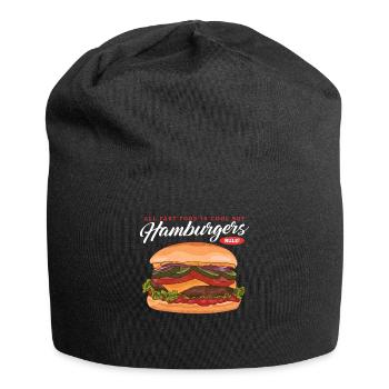 Hamburger Fast Food | Burger Fastfood Geschenk - Jersey-Beanie - Schwarz - Vorne