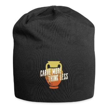 Mehr schnitzen - weniger denken - Cameo Glass - Jersey-Beanie - Schwarz - Vorne