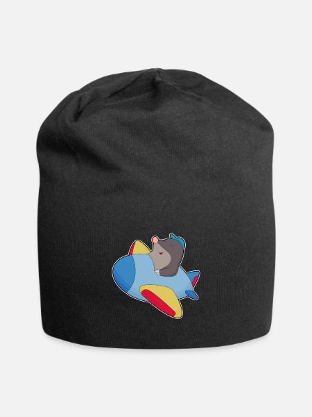 Maulwurf Flugzeug - Jersey-Beanie - Schwarz