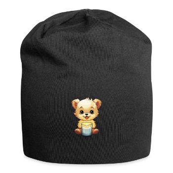 Niedlicher Hund mit einer Kerze - Jersey-Beanie - Schwarz - Vorne