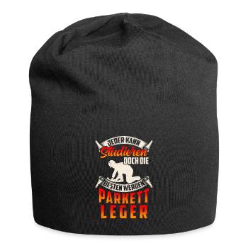 Parkettleger werden die Besten Fußbodenleger - Jersey-Beanie - Schwarz - Vorne