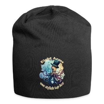 Acht Arme ein stylisher Hut Krake - Jersey-Beanie - Schwarz - Vorne