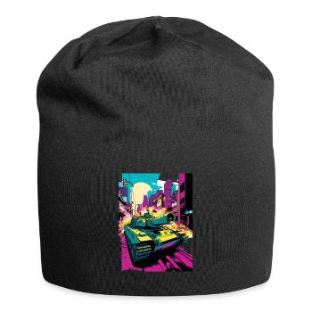 Panzer Pop Art Comic Style Leopard Panzer - Jersey-Beanie - Schwarz - Vorne