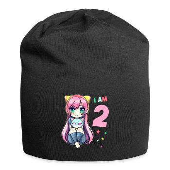 2 Jahre Mädchen Anime Kawaii Katze 2. Geburtstag - Jersey-Beanie - Schwarz - Vorne
