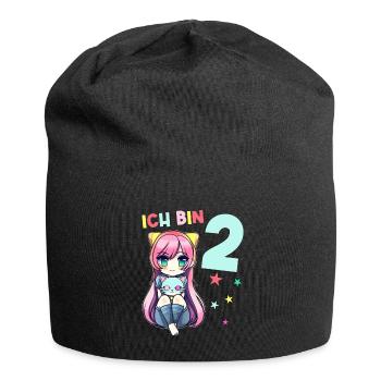 2 Jahre Mädchen Anime Kawaii Katze 2. Geburtstag - Jersey-Beanie - Schwarz - Vorne