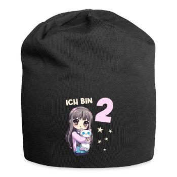2 Jahre Mädchen Anime Kawaii Katze 2. Geburtstag - Jersey-Beanie - Schwarz - Vorne