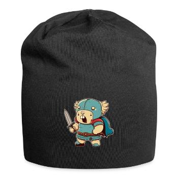 Verrückter Krieger mit Schwert - Jersey-Beanie - Schwarz - Vorne