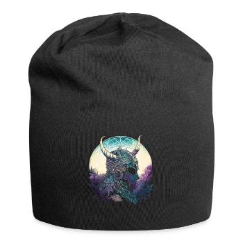 Wikingerhelm Runen Wikingerkrieger Nordische - Jersey-Beanie - Schwarz - Vorne
