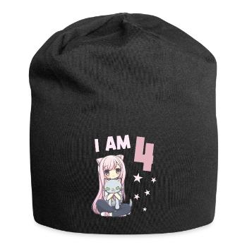 4 ans Fille Anime Kawaii Cat 4ème anniversaire - Bonnet en jersey - noir - Devant