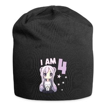 4 ans Fille Anime Kawaii Cat 4ème anniversaire - Bonnet en jersey - noir - Devant