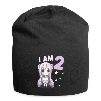 2 Jahre Mädchen Anime Kawaii Katze 2. Geburtstag - Jersey-Beanie - Schwarz - Vorne