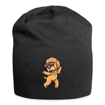 Goldendoodle dog dancing with sunglasses - Jersey Beanie - black - Front