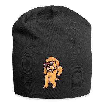 Goldendoodle dog dancing with sunglasses - Jersey Beanie - black - Front