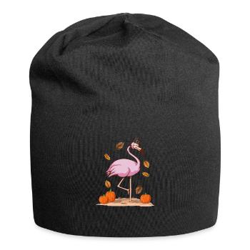 Pilgrim Pink Flamingo Thanksgiving Autumn Animal - Jersey Beanie - black - Front